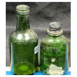 (2) Green Pharmacy Bottles, 3' & 4'
