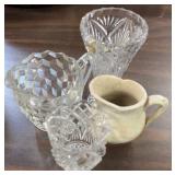 Gepresst Crystal 4' Vase, Fostoria Creamer,