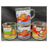(4) McDonald's Garfield 1978-1980 Glass Cups