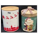 (2) 7' Holiday Ceramic Canisters