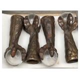 (4) Antique Cast Iron Eagle Claw Glass Ball Feet