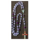 Purple Glass Bead Virgin Mary Vintage Rosary