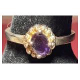 .925 Silver & Amethyst Ring Sz.7.5