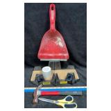 Hammer, Mitre Box, Dustpan & Scissors