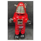 Red Sparking Space Wind Up 8.5' Robot