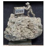 Pyrite Miner w/Cart on Ore 3' Figurine