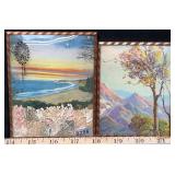 (2) Landscape Prints in Convex Glass