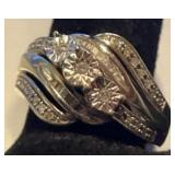 925 Sterling w/Diamond Accents SK9 Dress Ring