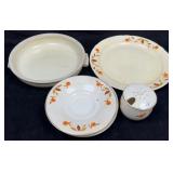 Hall Jewel Tea Mustard Jar, Plate, Casserole Lid &