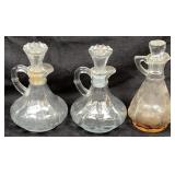 (3) Glass Cruets w/Glass Stoppers
