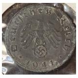 1941-D German 10 Pfennig Coin WWII