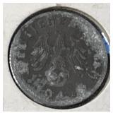 1942 German 1 Pfennig Coin WWII