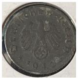 1942-D German 1 Pfennig Coin WWII