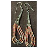 Native Made Liquid Silver Tube Bead Earrings