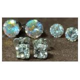 (3)pr Crystal Pierced Earrings