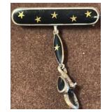 Vintage .925 Silver 5 Star & Black Enamel Pin