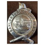 Vintage Metal Barlow TWP. Vol Fire Dept. Badge