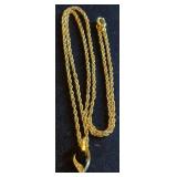 Black Rhinestone Heart Pendant on 19' Gold Tone