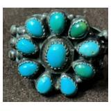 Vintage Navajo Silver & Turquoise Cluster Ring