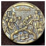 Vintage Unique Brass We The People Lapel Pin 7/8'