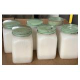 (6) Frank Tea & Spice Milk Glass Jars