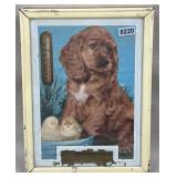 Puppy & Chicks Thermometer Advertising Print