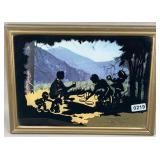 Silhouette Family Picnic Advertising Framed Print