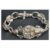 Chrome Art Nouveau Bracelet w/Bird Head Clasp