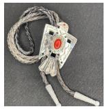 Thunderbird w/Garnet Eye & Coral Bolo Tie