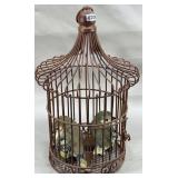 Decorative 11' Wire Bird Cage w/(2) Resin Birds