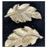 BSK Silver Tone Clip On Leaf Earrings