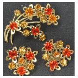 Austrian Crystal Brooch & Clip On Earrings