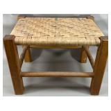 Wooden Footstool w/Rattan Seat, 12' x 9' x 9'