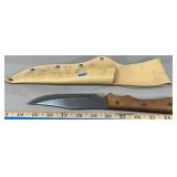 Wood Handle Hunting Knife in Sheath