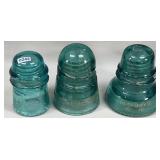 (3) Hemingray Aqua Insulators, No.40 & (2)