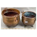 Copper 3-Foot Cauldrons, 6' & 5' w/Handles