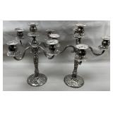 (2) Ornate Silver-Plate 5-Branch Candelabras