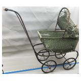Victorian Wicker Baby Doll Carriage w/Metal Frame