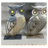 Pair of 11' Metal Owl Yard Decor on Base
