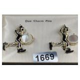 Duo Charm Clown w/Drum Brooches