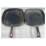 (2) Cast Iron Square Griddle Pans, 8' & 9'