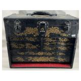 8-Compartment Ladies Laquered Wood Jewelry Case