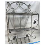 Wrought Iron Wall Hanging Shelf w/Ivy Leaf Accents