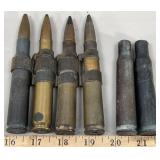 (4) Linked WWII 50cal BMG Inert Rounds & (2)