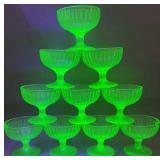 (10) Hazel Atlas Uranium Glass Sherbet Dishes