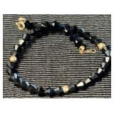 14k Gold Ball & Black Bead 6 3/4' Bracelet