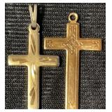 (2) Gold Tone Cross Pendants