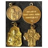 (4) Gold Tone Religious Token Charms