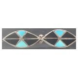 Zuni Sterling, Turquiose & Onyx Pin