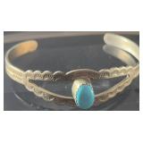 Navajo Sterling & Turquoise Cuff, 5/8' Wide